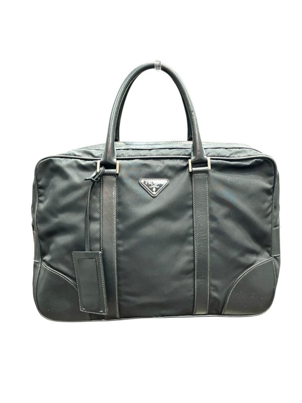 Prada Triangle Logo Briefcase Business Leather Nylon